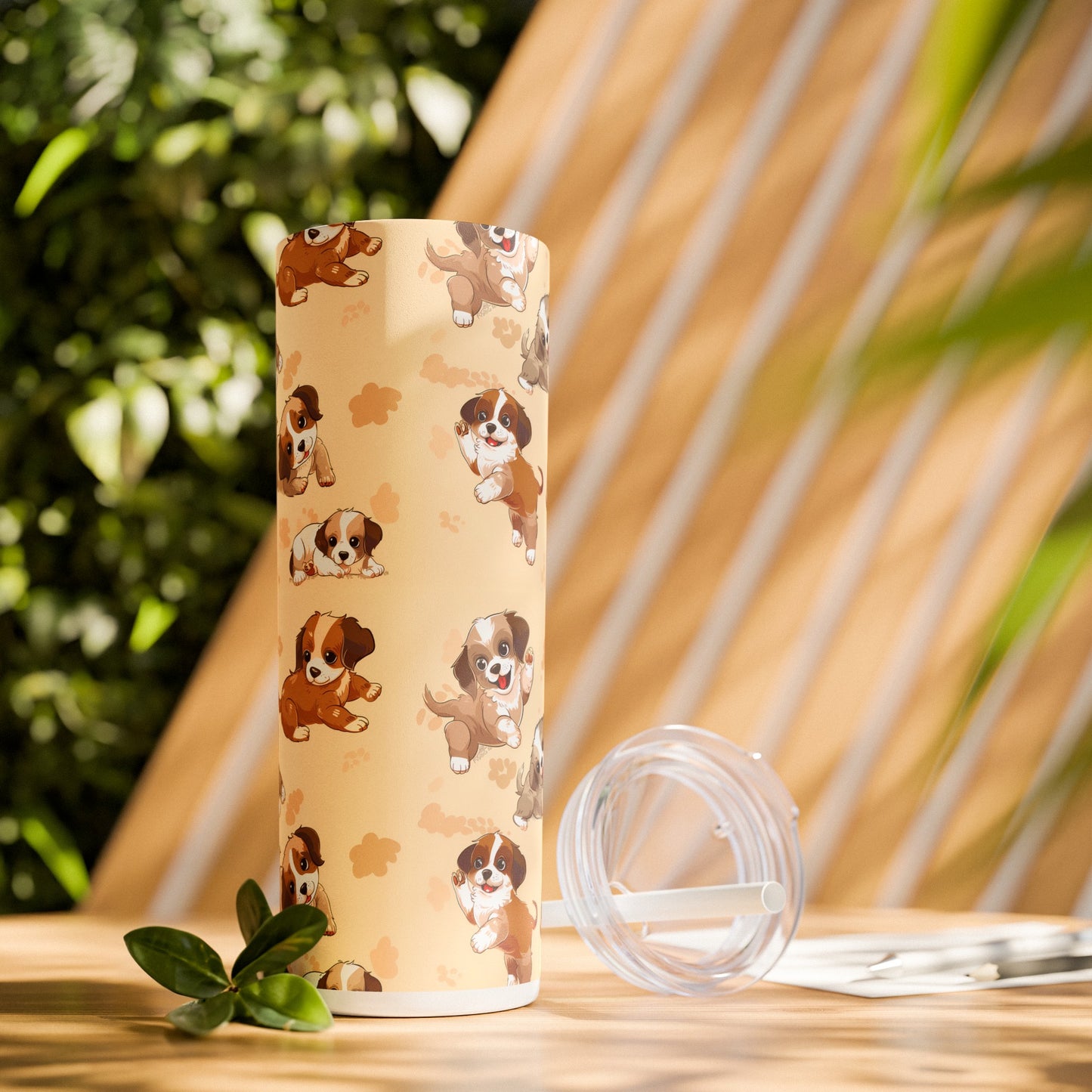 Insulated 20 oz Tumbler with Lid & Straw, Cute Puppy Dogs - Double-walled Stainless Steel, Keeps Drinks Hot or Cold