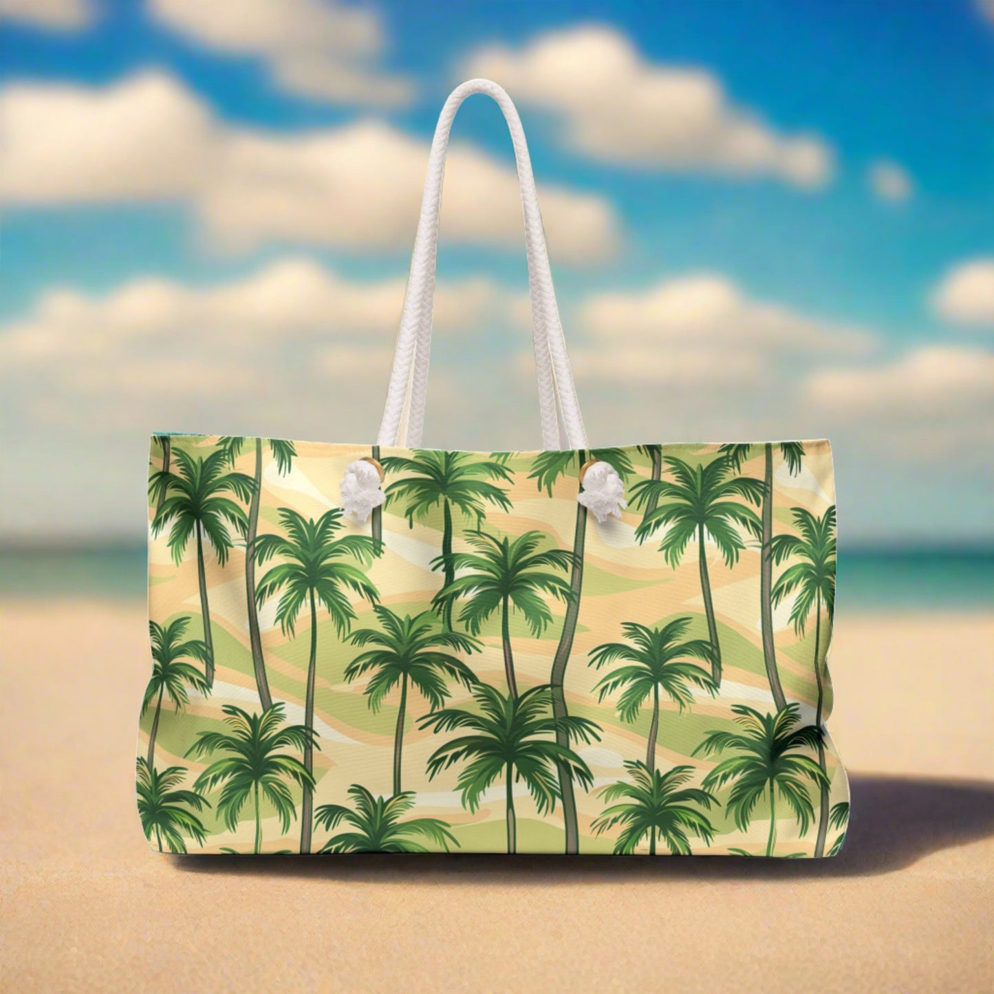 Deluxe Tropical Palms Beach & Tote Bag with Sandy Palm Tree Design (24" × 13" x 5.5")