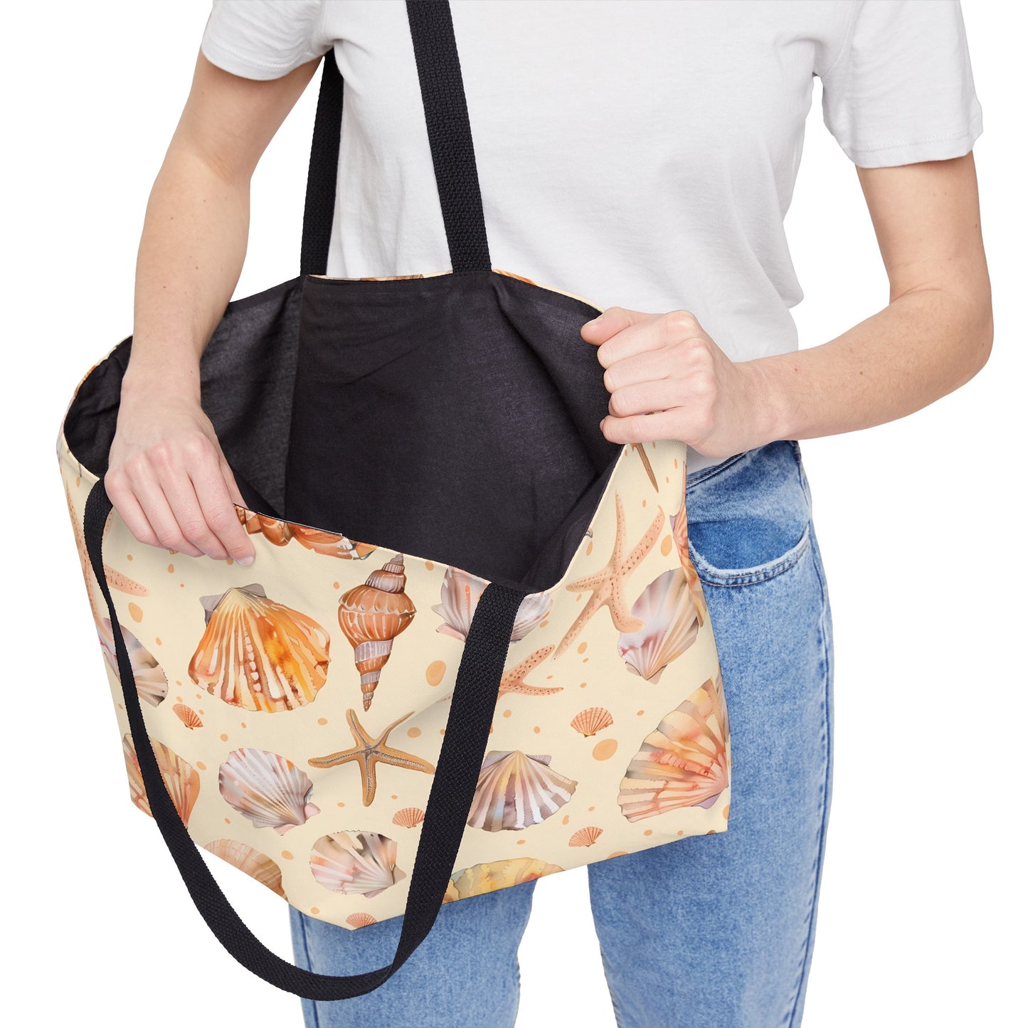 Tote Bag with Seashell and Starfish (24" x 13" x 2")