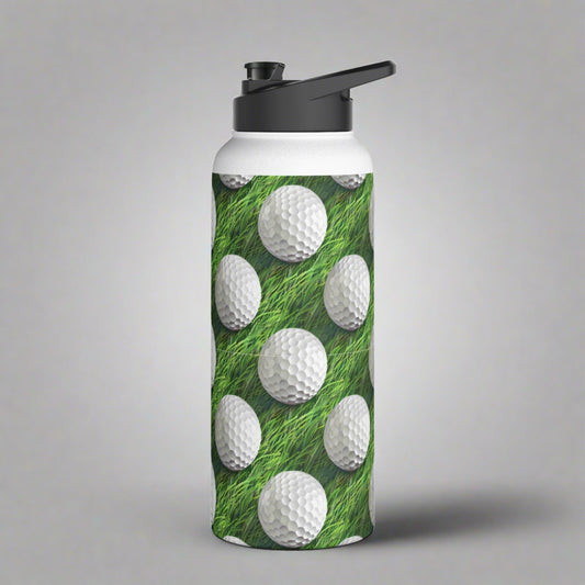 Stainless Steel Water Bottle Thermos, 32oz, 3D Golf Ball - Double Wall Insulation Keeps Drinks Hot or Cold