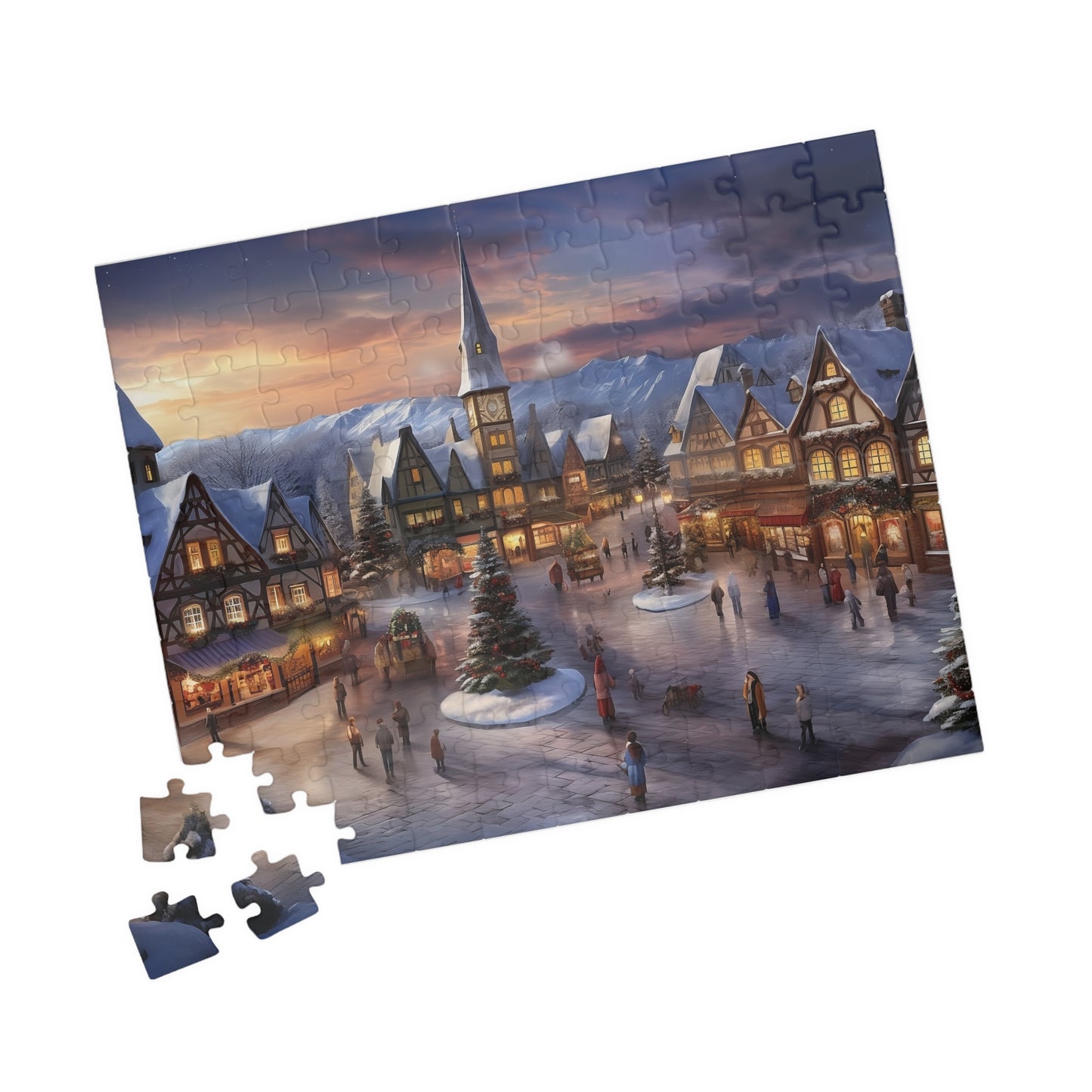 Bavarian Christmas Village Jigsaw Puzzle for Adults and Kids, Perfect Holiday Gift (110 Pieces)