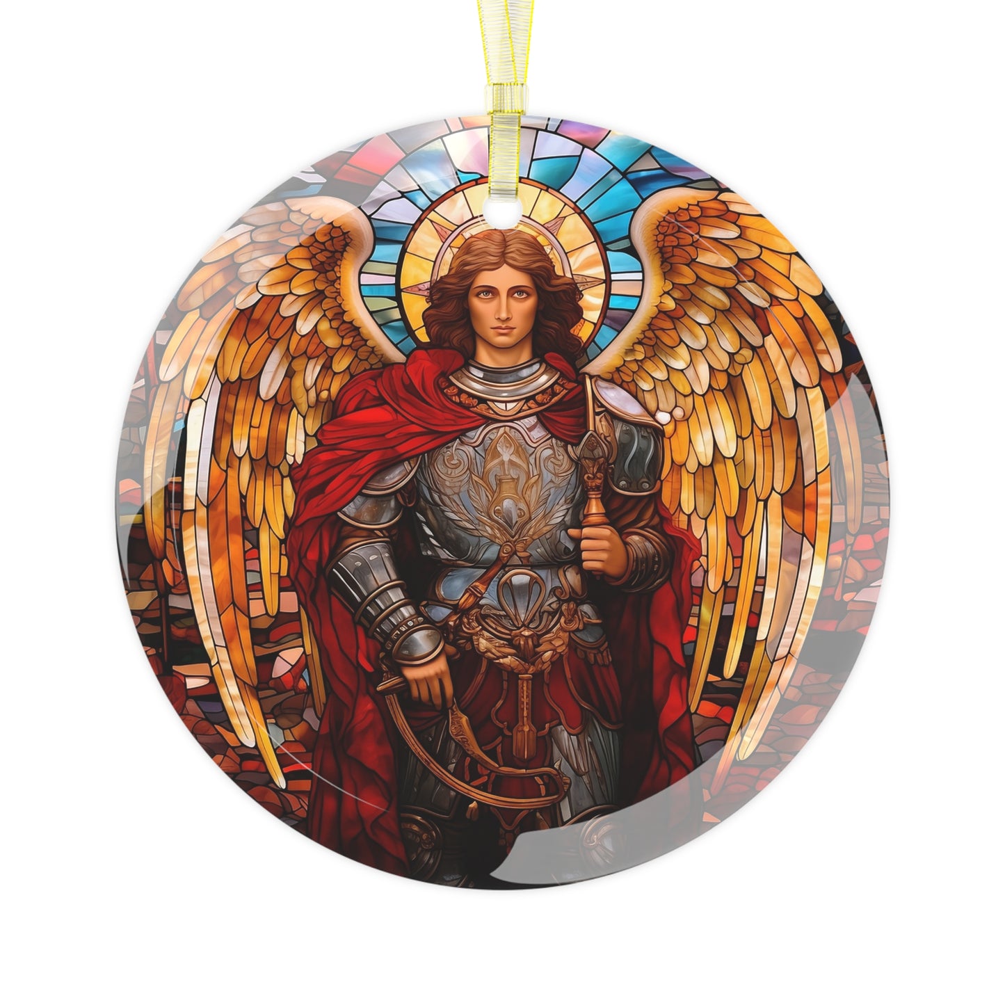 Archangel Michael Decorative Art Glass Ornament