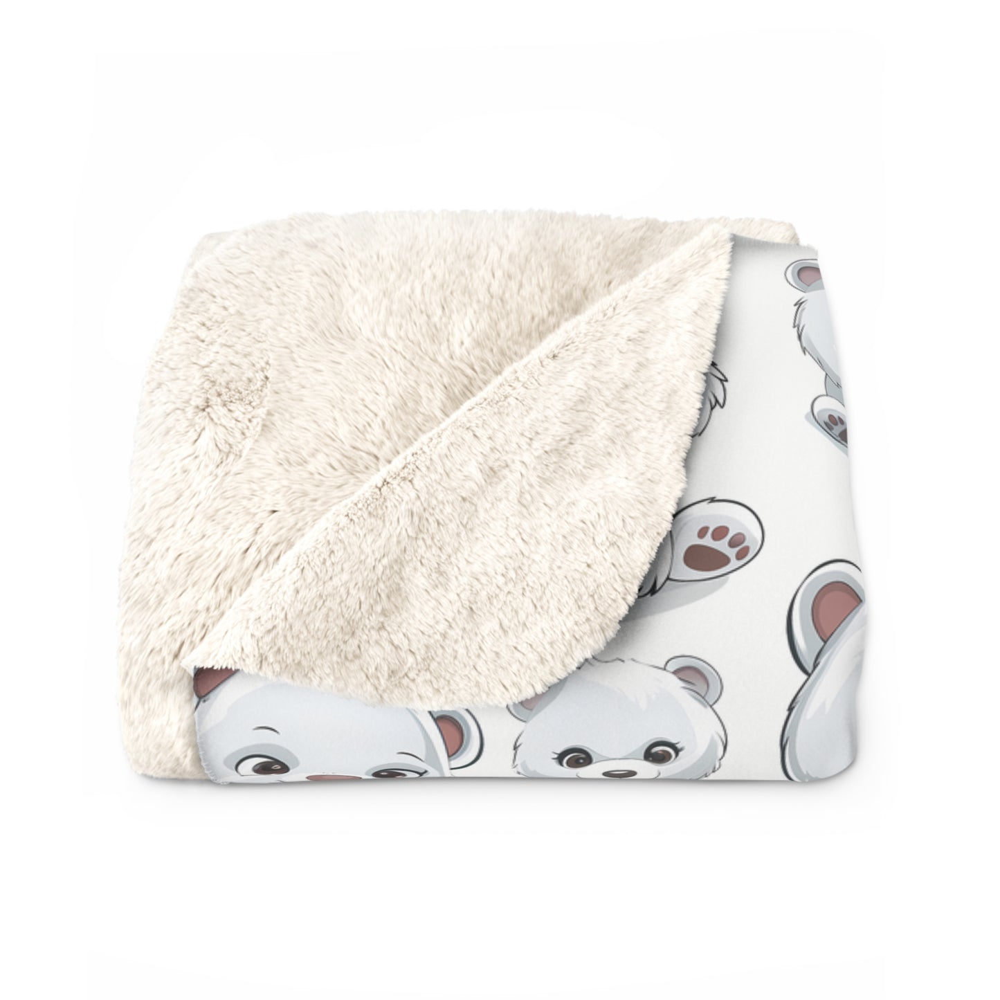 Sherpa Fleece Blanket with Cute Polar Bear Cub Design, 50×60" Cozy Blanket