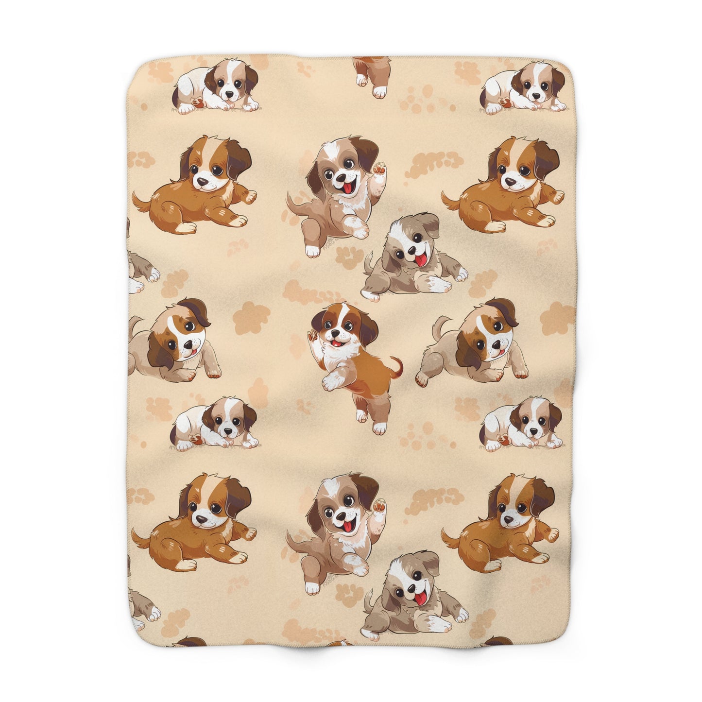 Sherpa Fleece Blanket with Cute Puppy Dog Design, 50×60" Cozy Blanket