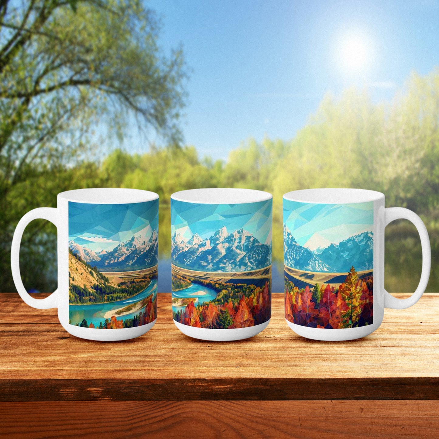 Large Collectible Coffee Mug with Grand Teton National Park Design, 15oz