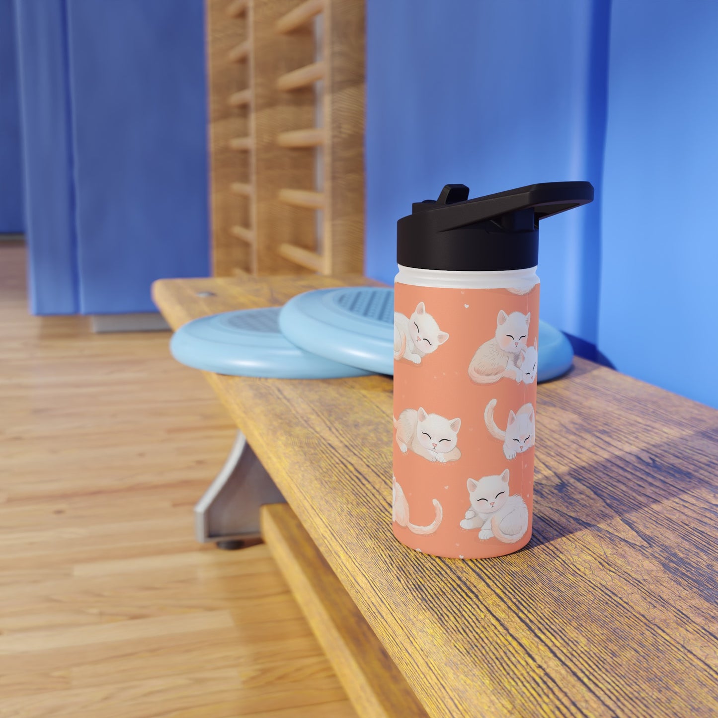Insulated Water Bottle, 12oz, Cute Kittens - Double Walled Stainless Steel Thermos, Keeps Drinks Hot or Cold