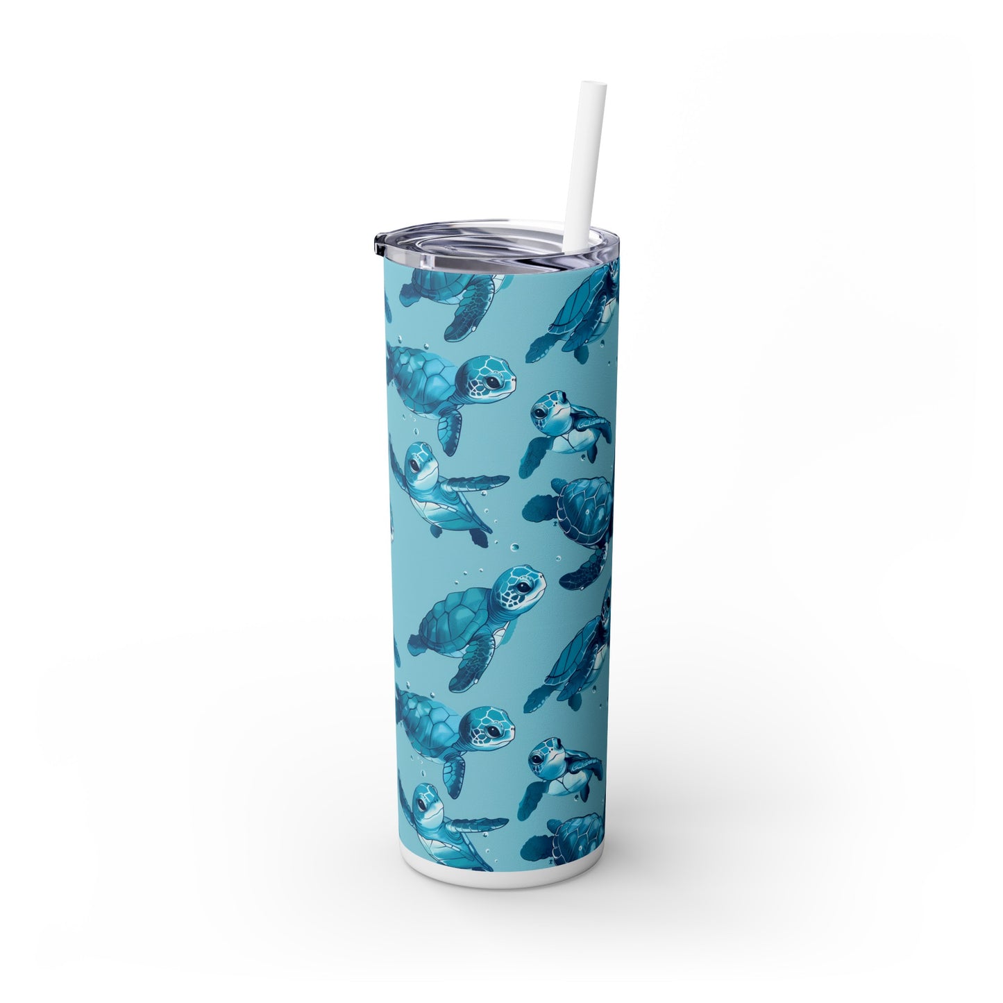 Stainless Steel Tumbler with Lid & Straw, 20 oz, Cute Baby Sea Turtles - Double-walled, Keeps Drinks Hot or Cold