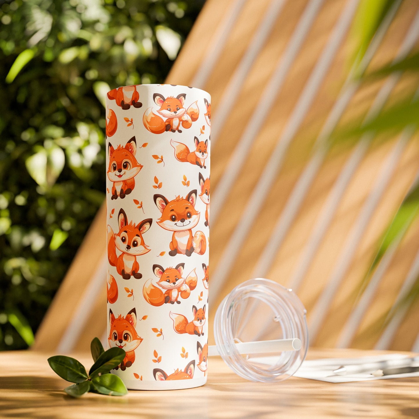 Insulated 20 oz Tumbler with Lid & Straw, Cute Baby Foxes - Double-walled Stainless Steel, Keeps Drinks Hot or Cold