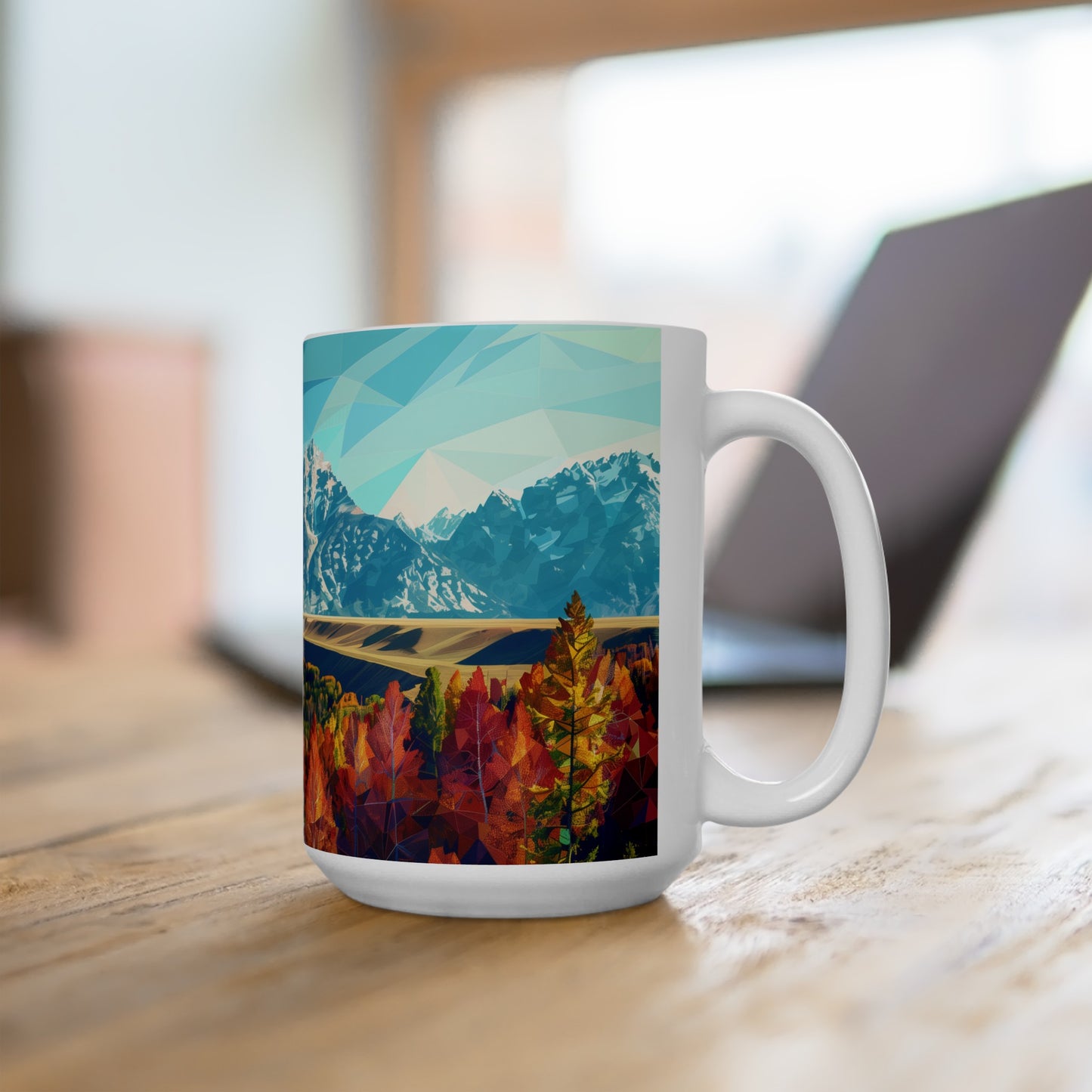 Large Collectible Coffee Mug with Grand Teton National Park Design, 15oz