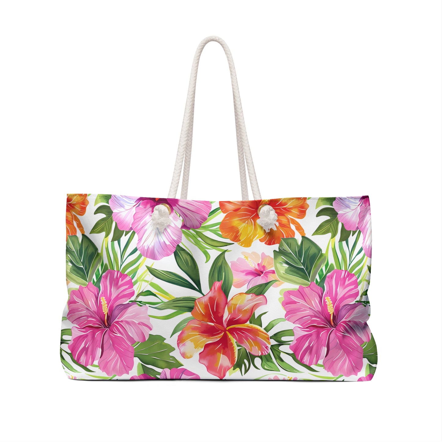 Deluxe Tropics Tote & Beach Bag with Vibrant Hibiscus Design (24" × 13" x 5.5")