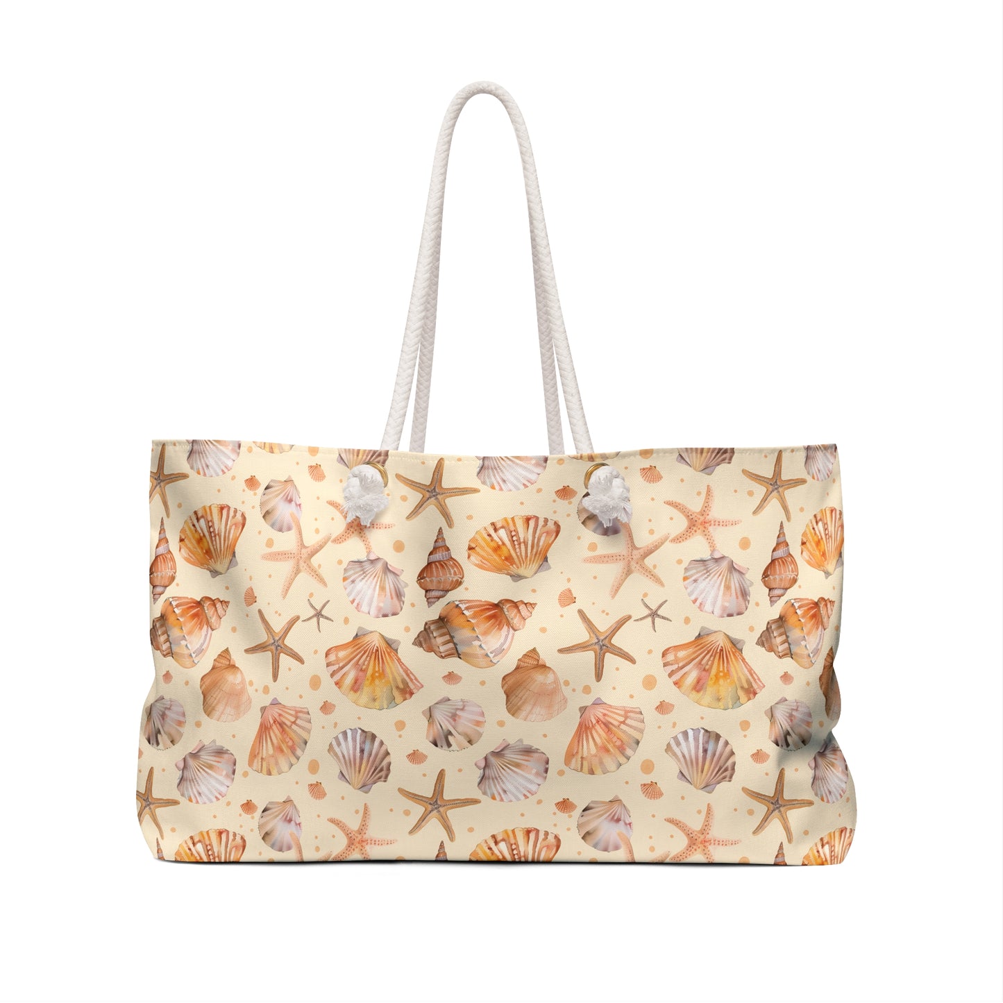 Deluxe Tote & Beach Bag with Seashell and Starfish Watercolor Design (24" × 13" x 5.5")