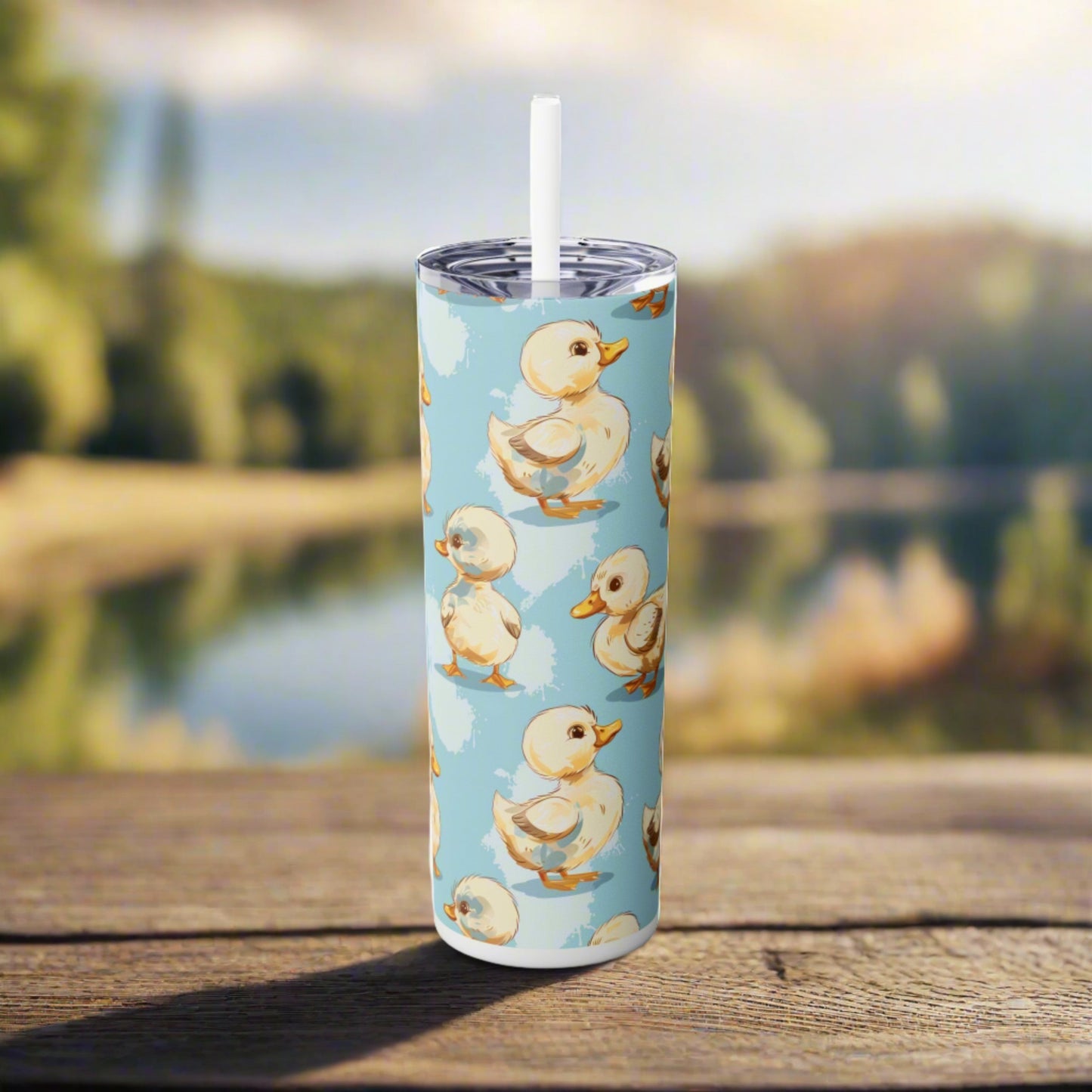 Insulated 20 oz Tumbler with Lid & Straw, Cute Baby Ducklings - Double-walled Stainless Steel, Keeps Drinks Hot or Cold