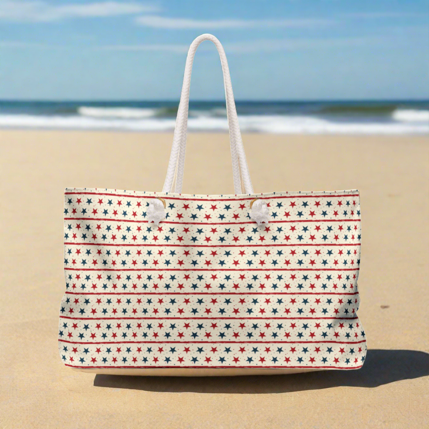 Deluxe Americana Tote & Beach Bag with Stars and Stripes Design (24" × 13" x 5.5")