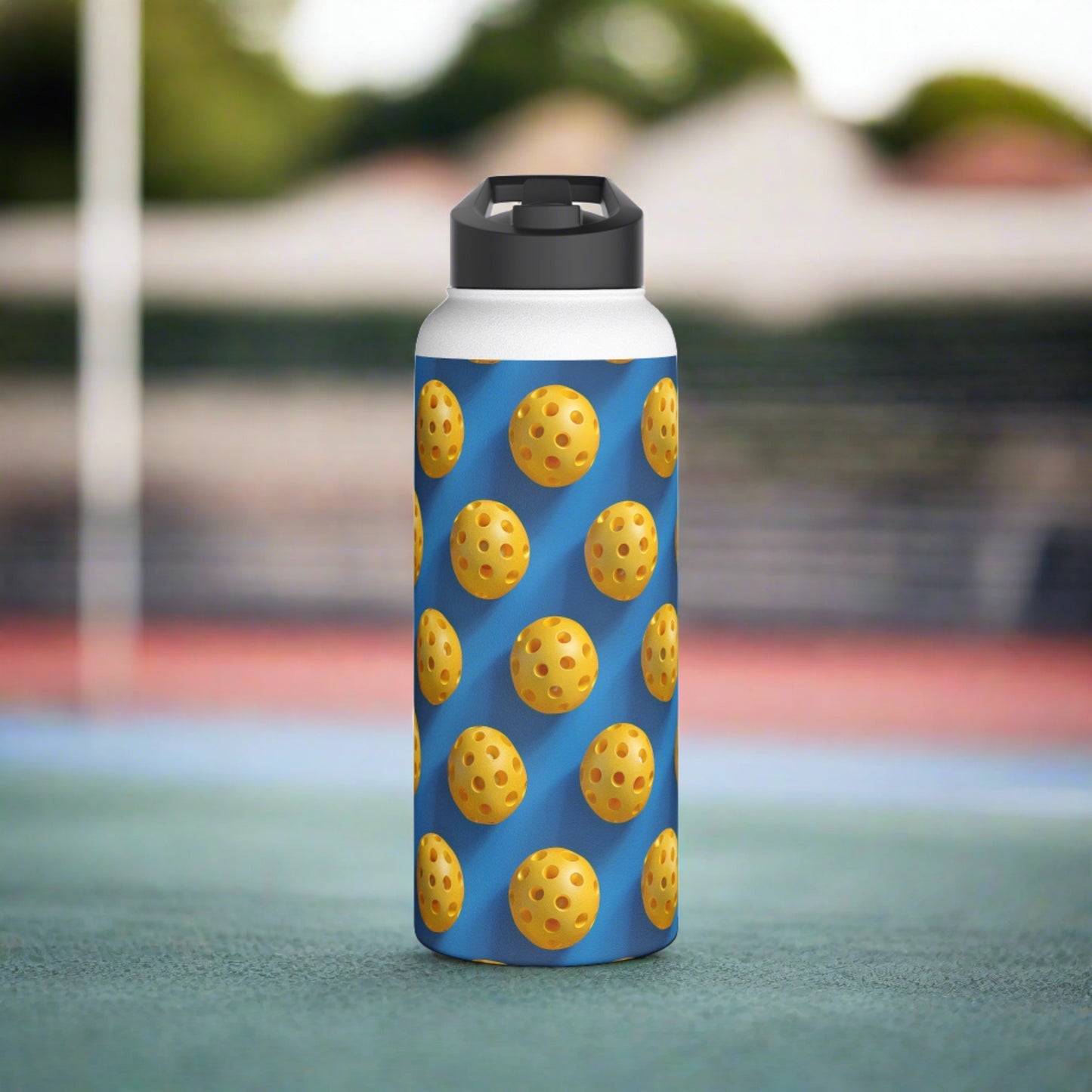 Stainless Steel Water Bottle Thermos, 32oz, 3D Pickleball - Double Wall Insulation Keeps Drinks Hot or Cold