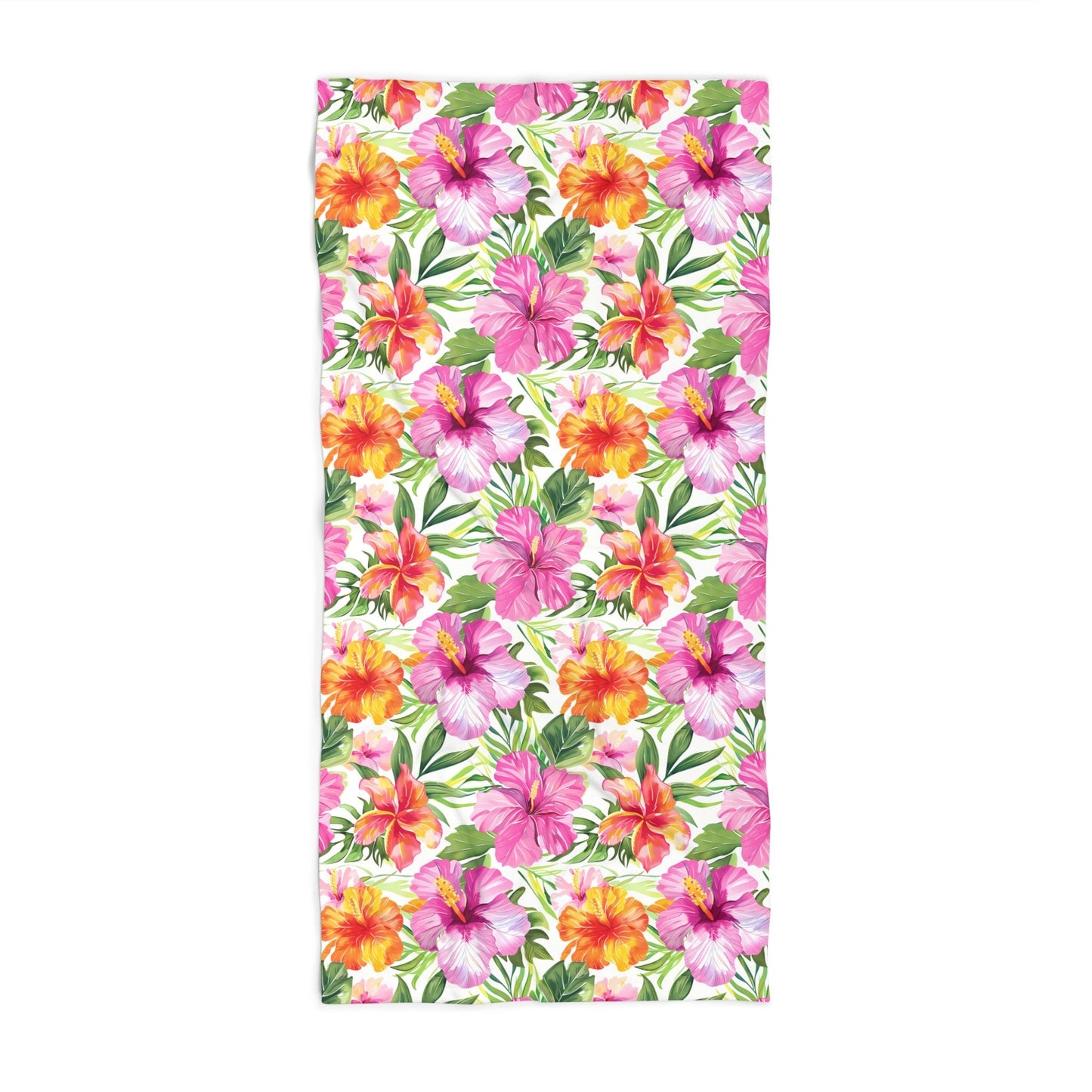 Oversized Microfiber Beach Towel with Tropical Hibiscus Floral Design (36" × 72")