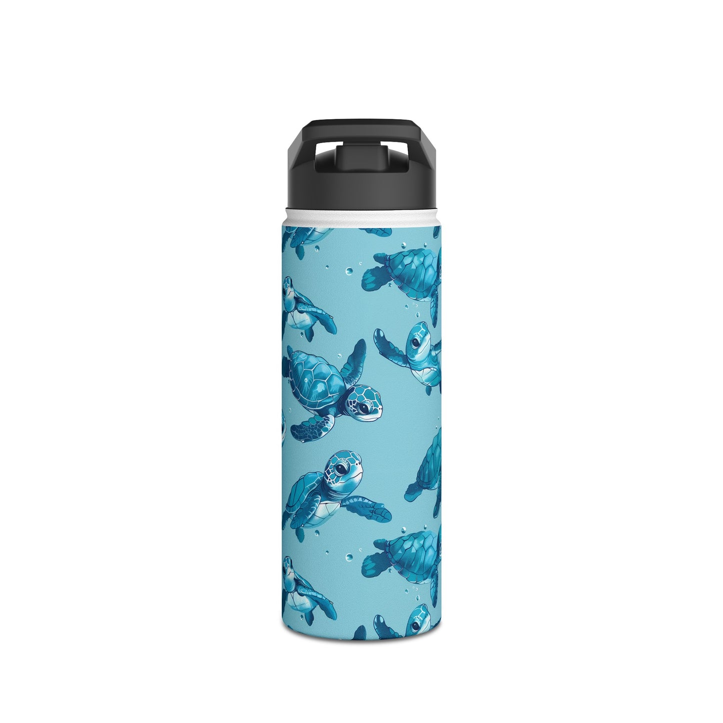 Stainless Steel Water Bottle Thermos, 18oz, Cute Baby Sea Turtles - Double Wall Insulation Keeps Drinks Hot or Cold