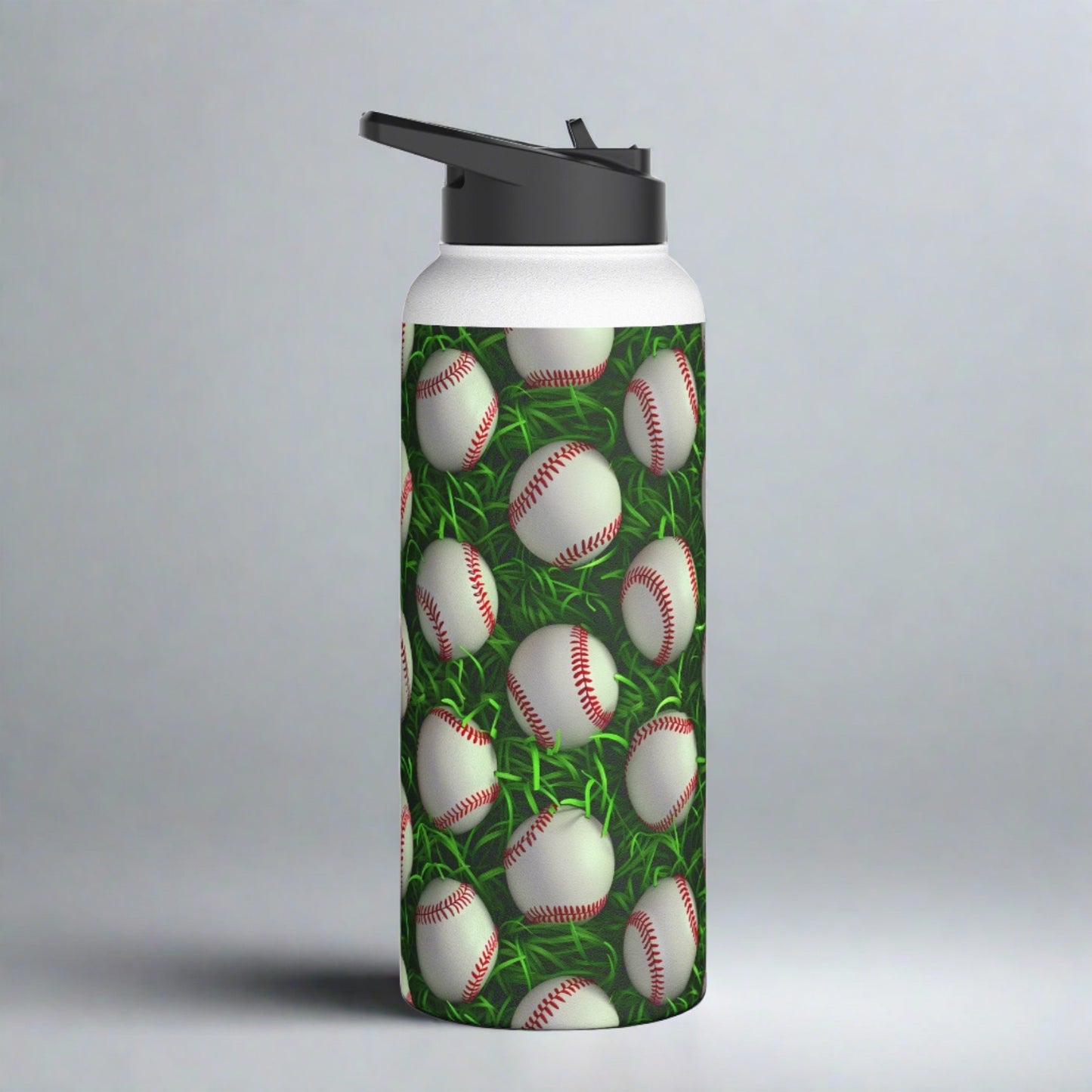 Stainless Steel Water Bottle Thermos, 32oz, 3D Baseball - Double Wall Insulation Keeps Drinks Hot or Cold