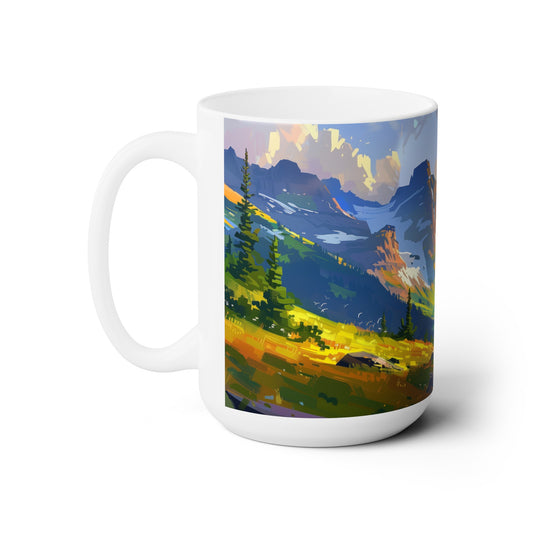Large Collectible Coffee Mug with Glacier National Park Design, 15oz
