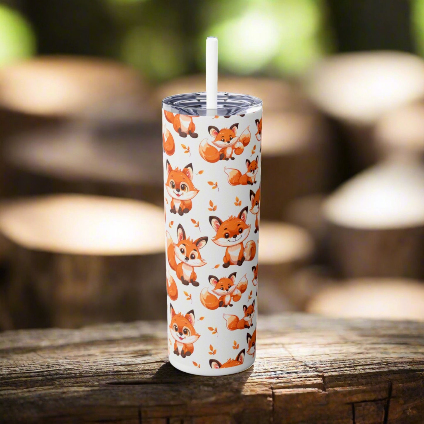 Insulated 20 oz Tumbler with Lid & Straw, Cute Baby Foxes - Double-walled Stainless Steel, Keeps Drinks Hot or Cold