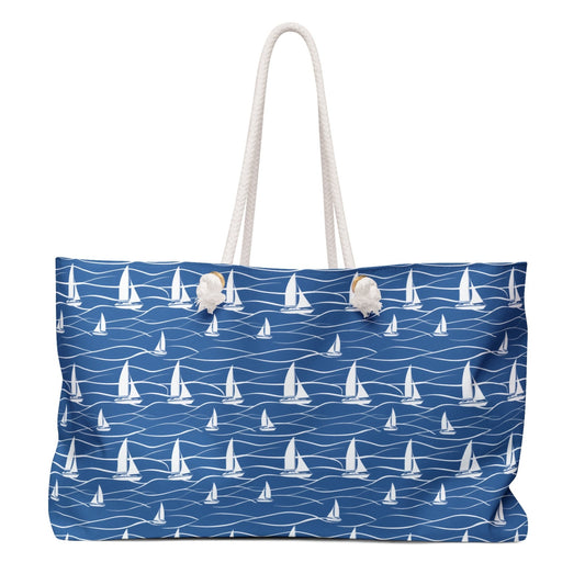 Deluxe Sailor Tote & Beach Bag with Blue Ocean Design (24" × 13" x 5.5")