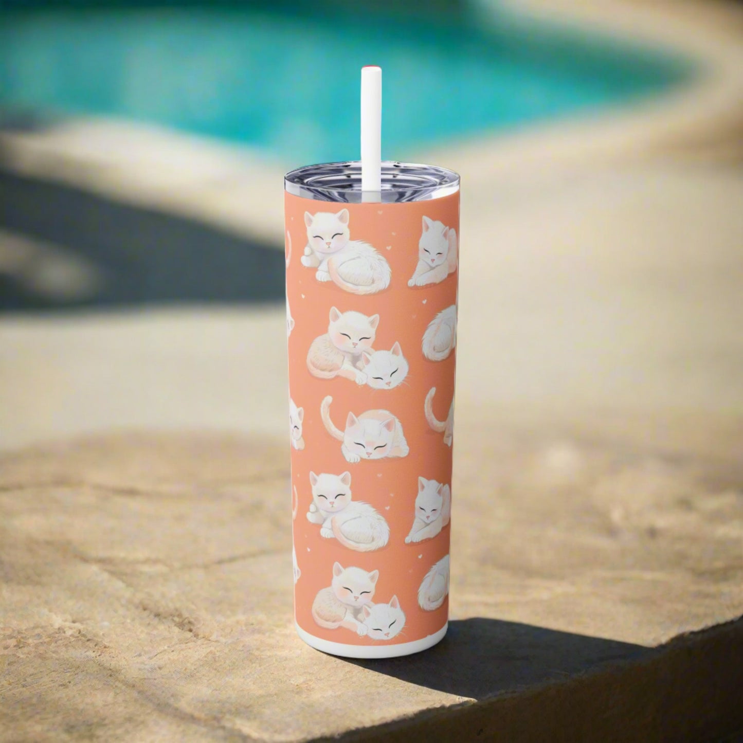 Insulated 20 oz Tumbler with Lid & Straw, Cute Baby Kittens - Double-walled Stainless Steel, Keeps Drinks Hot or Cold