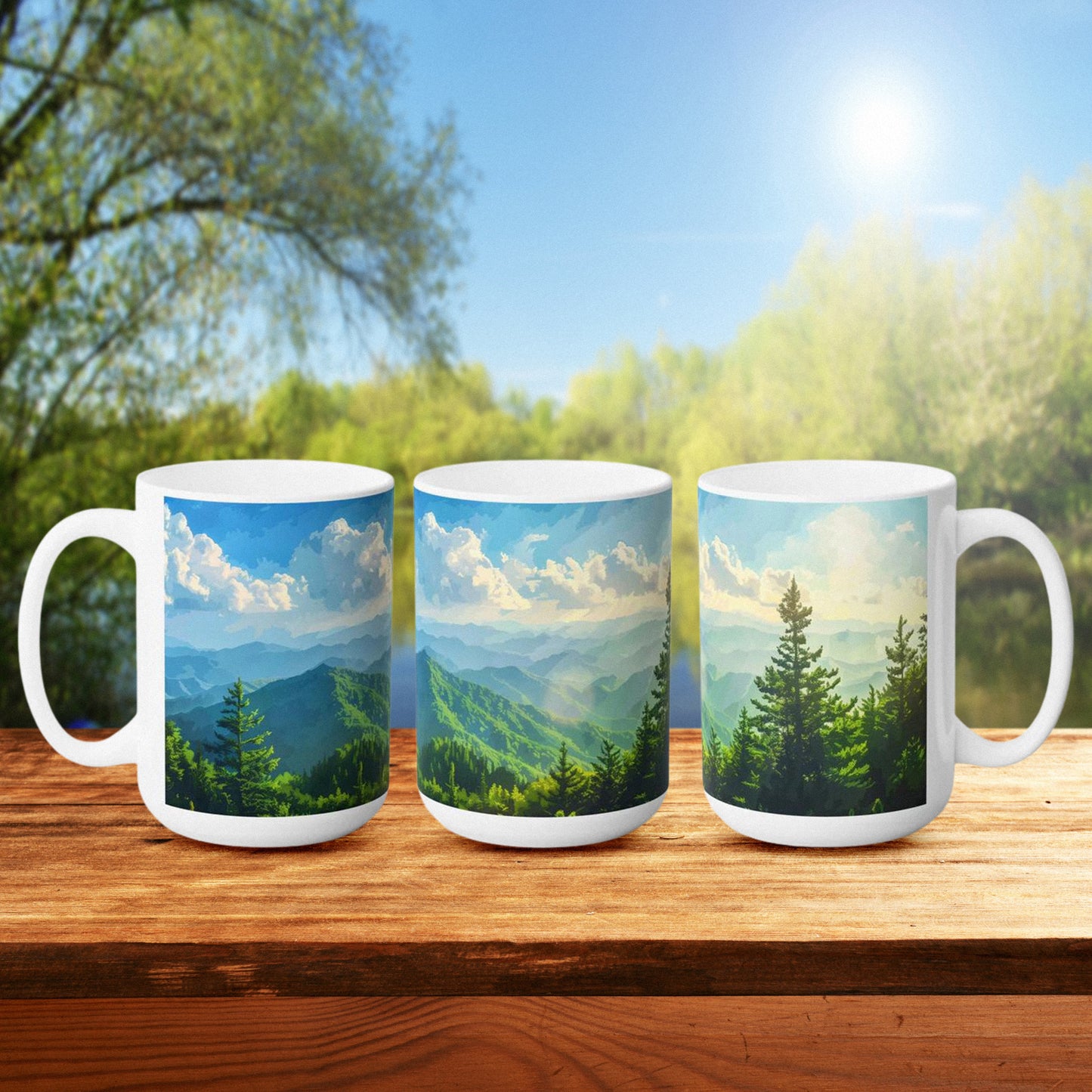 Large Collectible Coffee Mug with Great Smoky Mountains National Park Design, 15oz