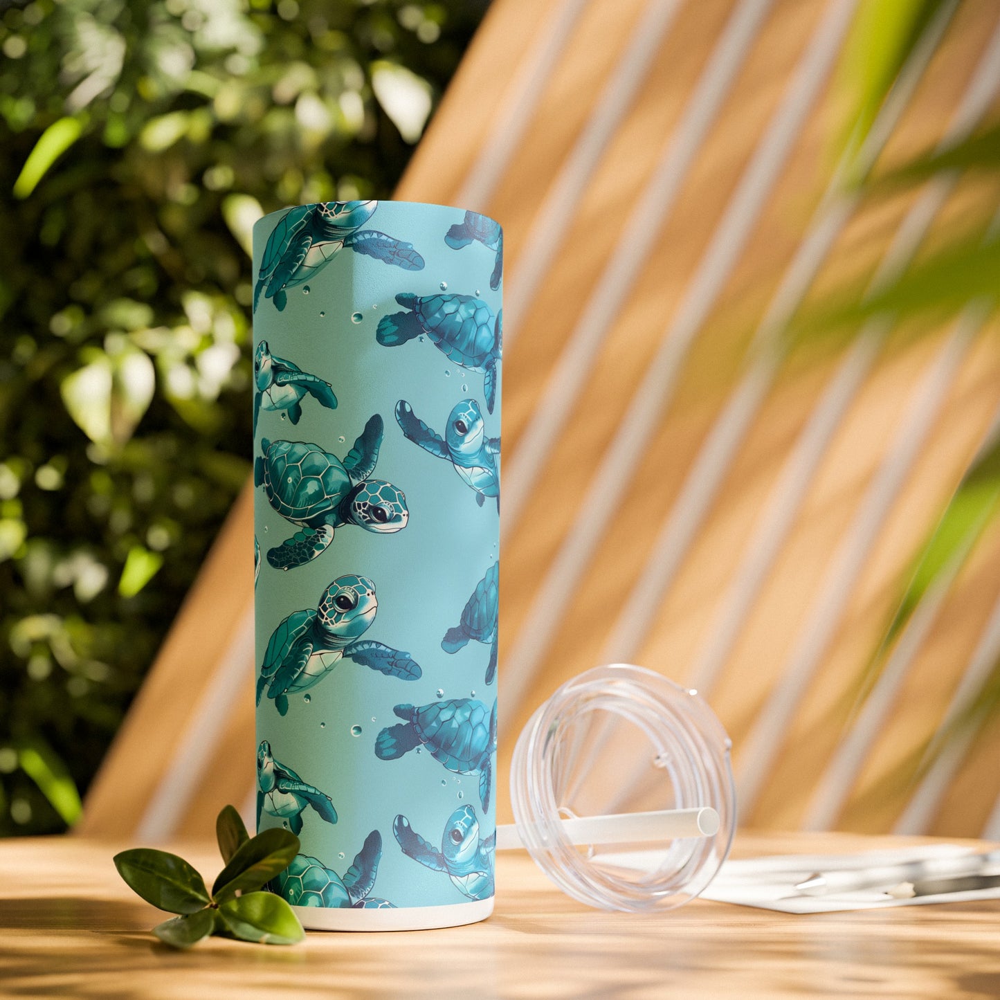 Stainless Steel Tumbler with Lid & Straw, 20 oz, Cute Baby Sea Turtles - Double-walled, Keeps Drinks Hot or Cold