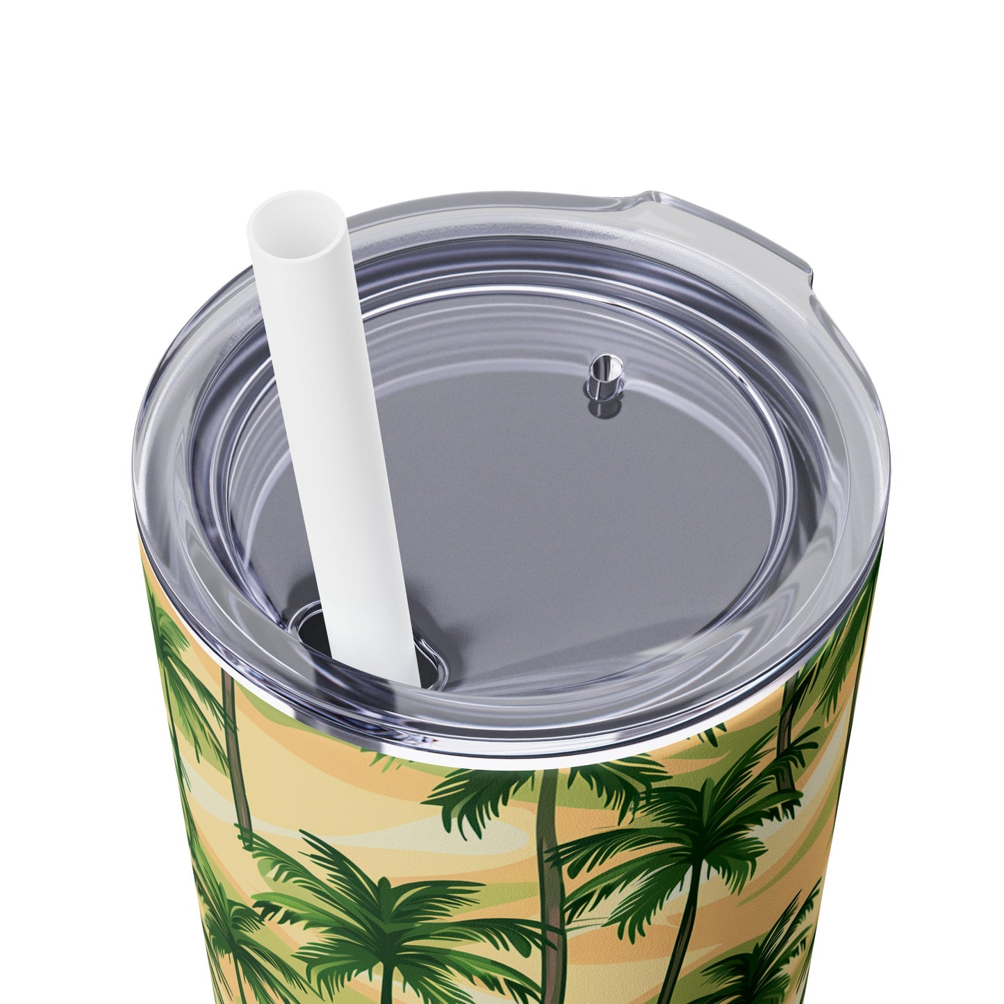 Stainless Steel Tumbler with Lid & Straw, 20 oz (Tropical Palm Trees) Double-walled, Keeps Drinks Hot or Cold