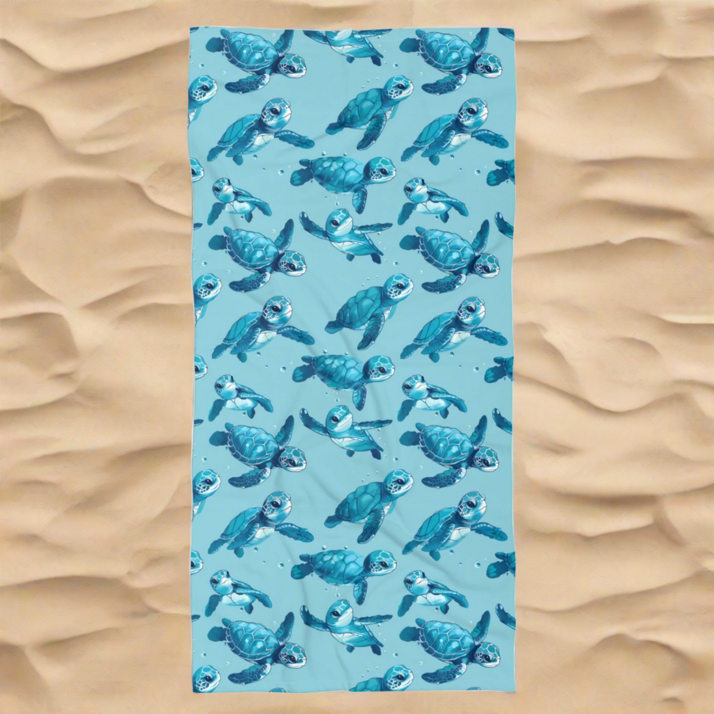 Oversized Microfiber Beach Towel with Cute Baby Sea Turtles (36" × 72")
