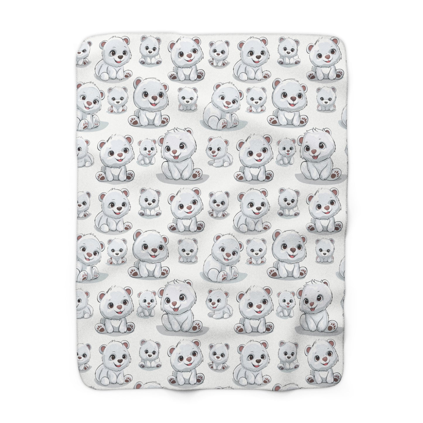 Sherpa Fleece Blanket with Cute Polar Bear Cub Design, 50×60" Cozy Blanket