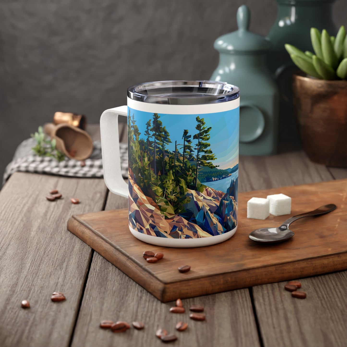 Insulated Coffee Mug with Acadia National Park Design, 10 oz