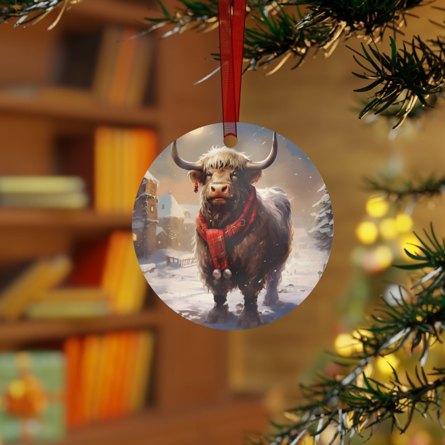 Grandma Highland Cow, Family Christmas Ornament - Collectible for Tree or Hanging Car Ornaments