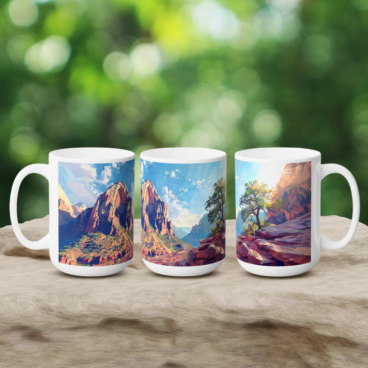 Large Collectible Coffee Mug with Zion National Park Design, 15oz