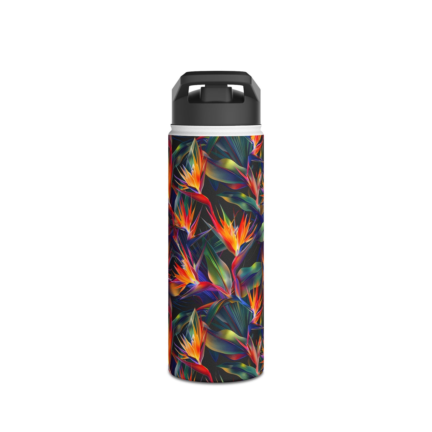 Stainless Steel Water Bottle Thermos, 18oz, Birds of Paradise - Double Wall Insulation Keeps Drinks Hot or Cold