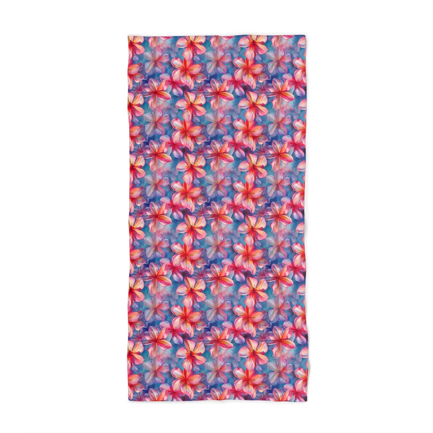 Microfiber Beach Towel with Tropical Plumeria Floral Print Design (30" × 60")