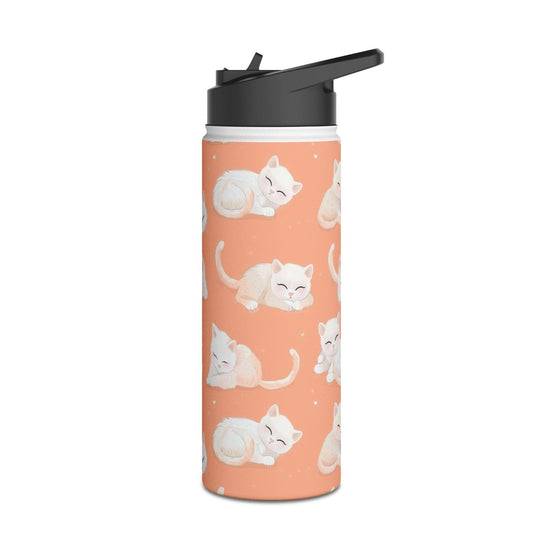 Insulated Water Bottle Thermos, 18oz, Cute Kittens - Double Walled Stainless Steel, Keeps Drinks Hot or Cold