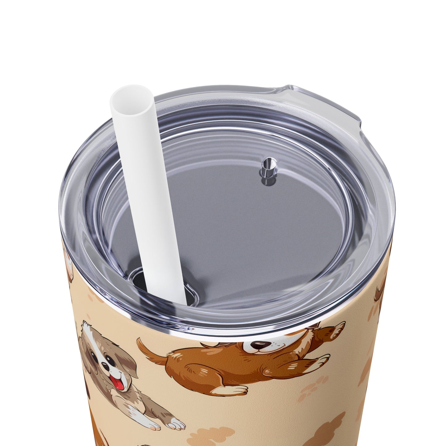 Insulated 20 oz Tumbler with Lid & Straw, Cute Puppy Dogs - Double-walled Stainless Steel, Keeps Drinks Hot or Cold