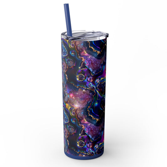 Stainless Steel Tumbler with Lid & Straw, 20 oz, Dark Chroma Geode  - Double-walled, Keeps Drinks Hot or Cold