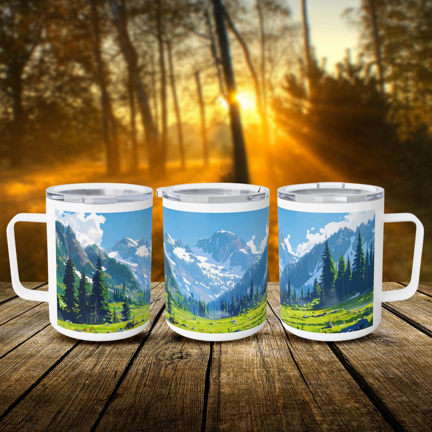 Insulated Coffee Mug with Olympic National Park Design, 10 oz