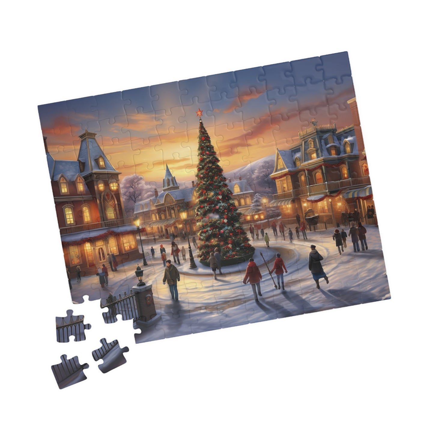 Victorian Christmas Village Jigsaw Puzzle for Adults and Kids, Perfect Holiday Gift (110 Pieces)