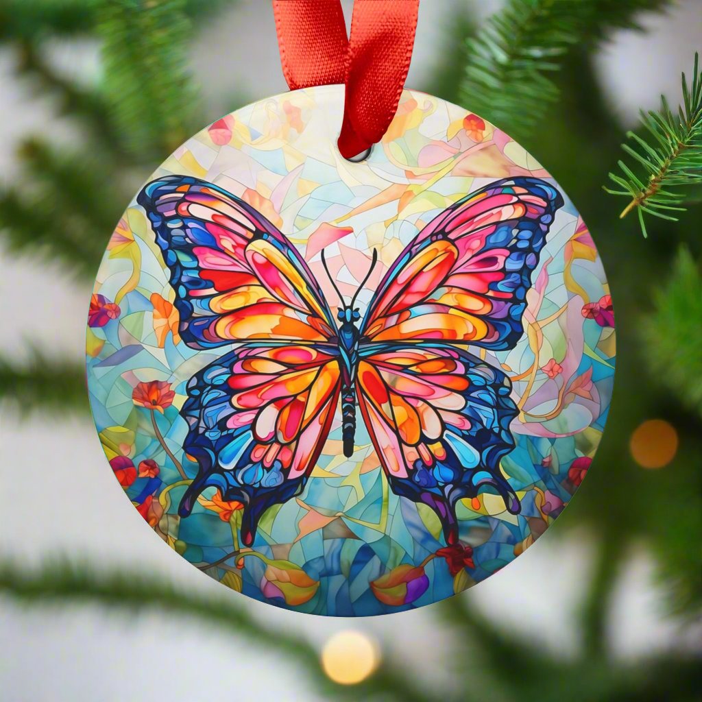 Vibrant Butterfly Decorative Art Acrylic Ornament