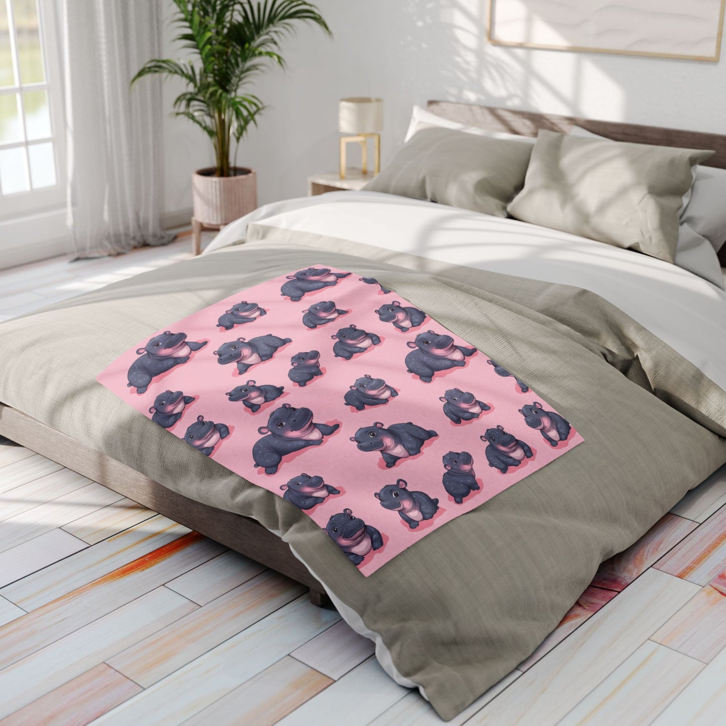 Cute Baby Hippo Fleece Throw Blanket for Toddlers, Kids & Pets – Soft, Cozy, and Durable 30x40” Blanket