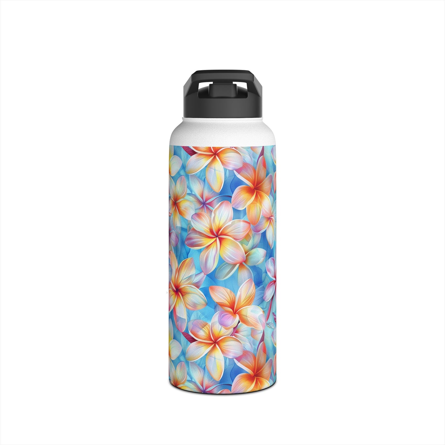 Stainless Steel Water Bottle Thermos, 32oz, Liberty Print Plumeria - Double Wall Insulation Keeps Drinks Hot or Cold