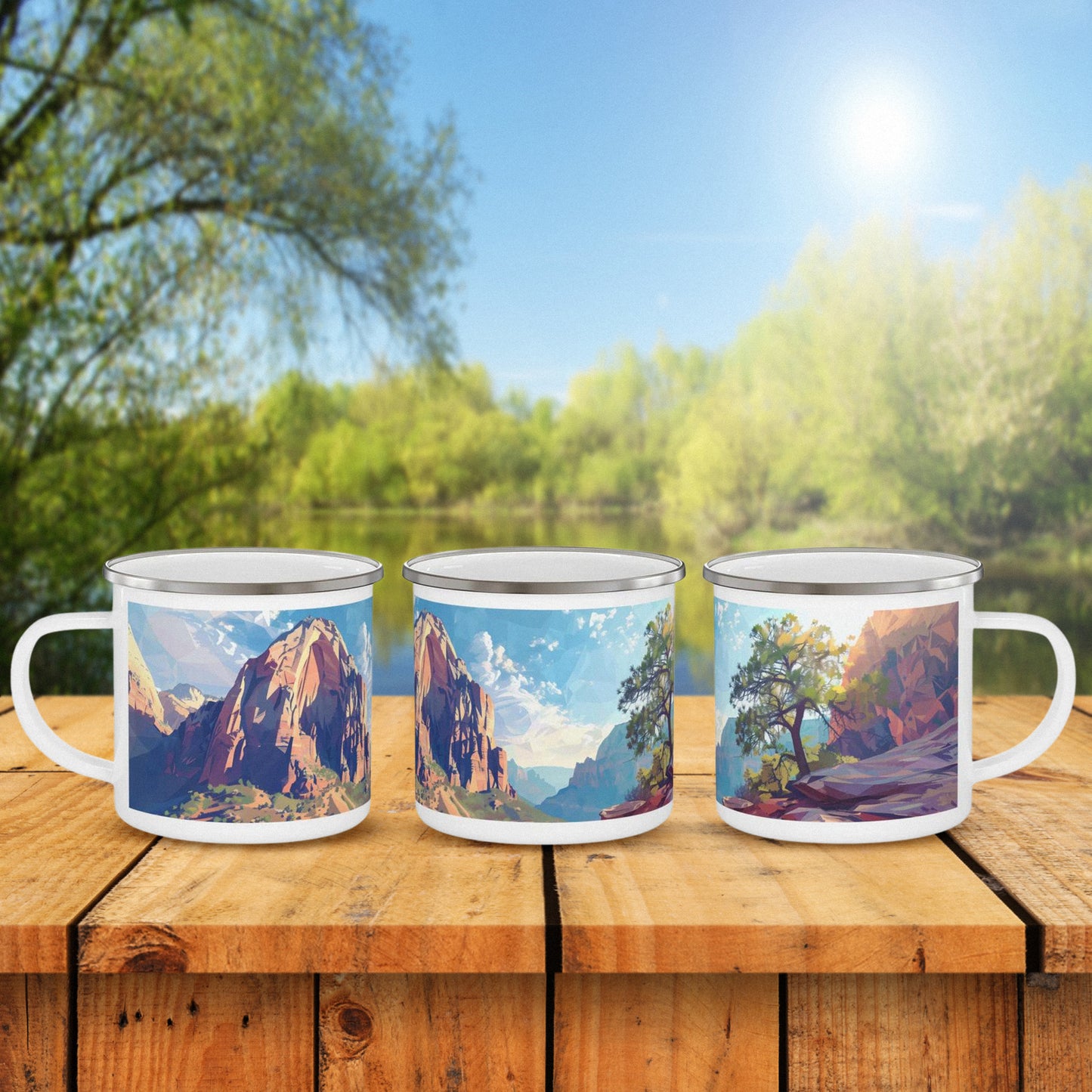 Camping Mug with Zion National Park Design, 12oz Coffee Cup