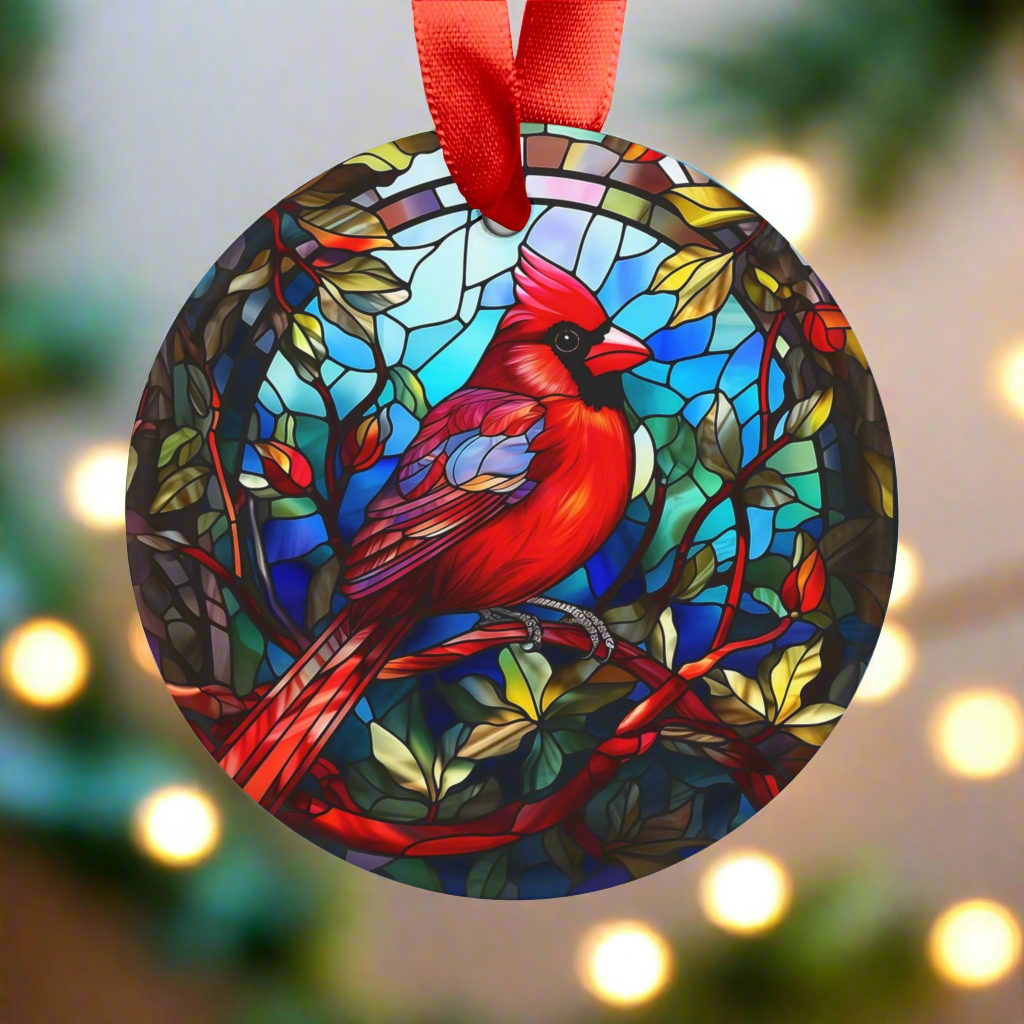 Yuletide Messenger, Northern Cardinal Acrylic Ornament