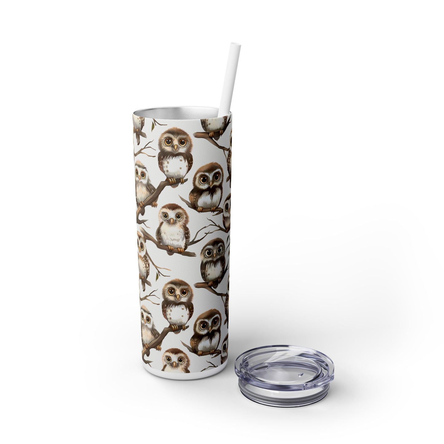 Insulated 20 oz Tumbler with Lid & Straw, Baby Owlets - Double-walled Stainless Steel, Keeps Drinks Hot or Cold