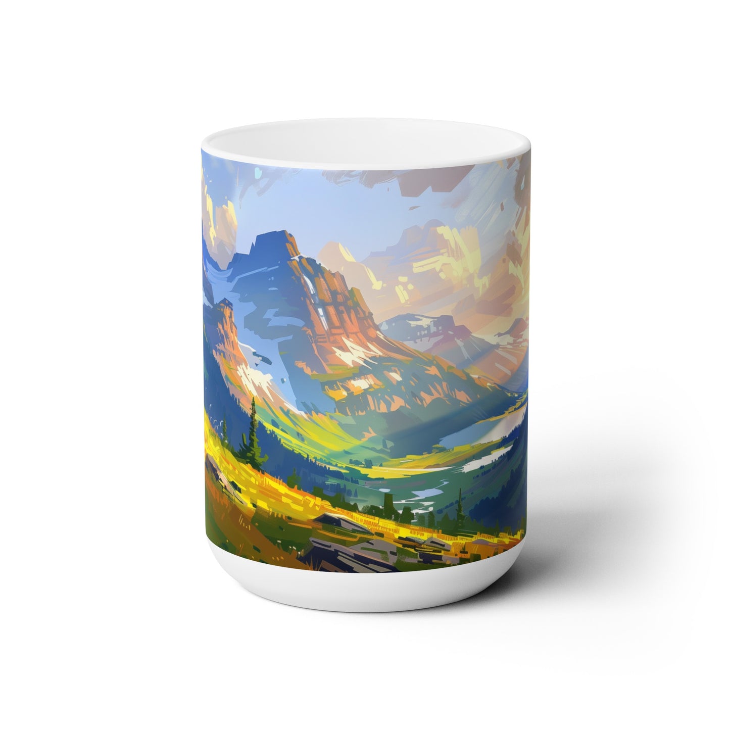 Large Collectible Coffee Mug with Glacier National Park Design, 15oz