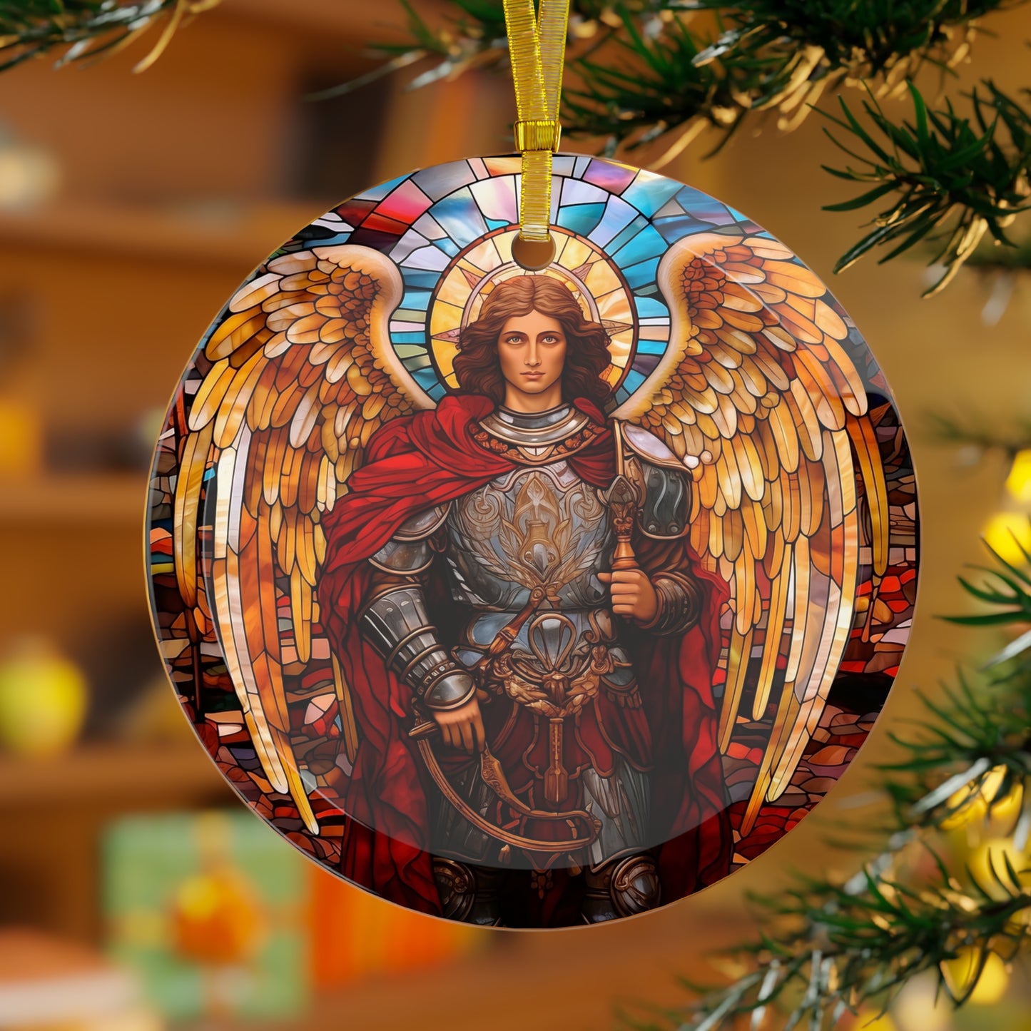 Archangel Michael Renaissance Glass Ornament