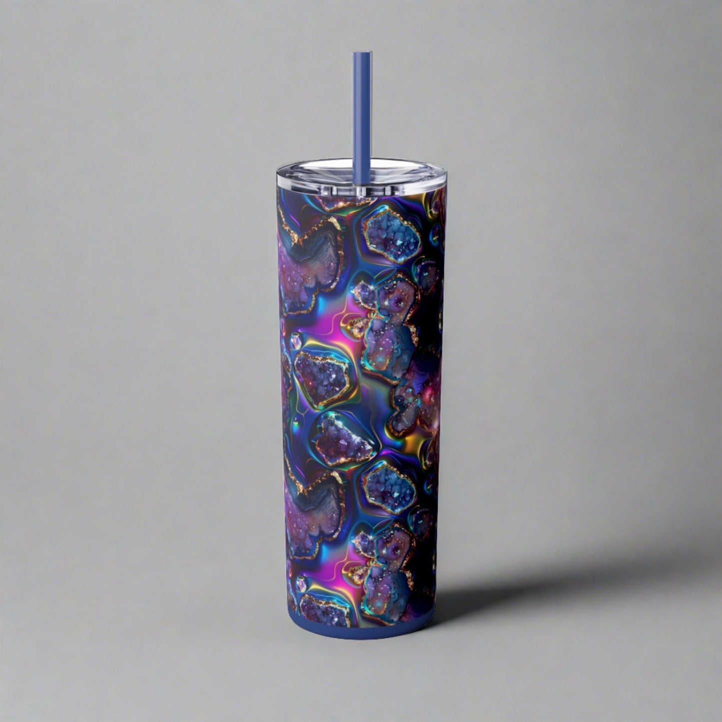 Stainless Steel Tumbler with Lid & Straw, 20 oz, Dark Chroma Geode  - Double-walled, Keeps Drinks Hot or Cold