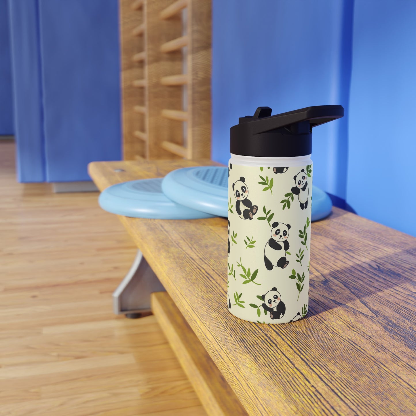 Insulated Water Bottle, 12oz, Cute Panda Bear Cubs - Double Walled Stainless Steel Thermos, Keeps Drinks Hot or Cold